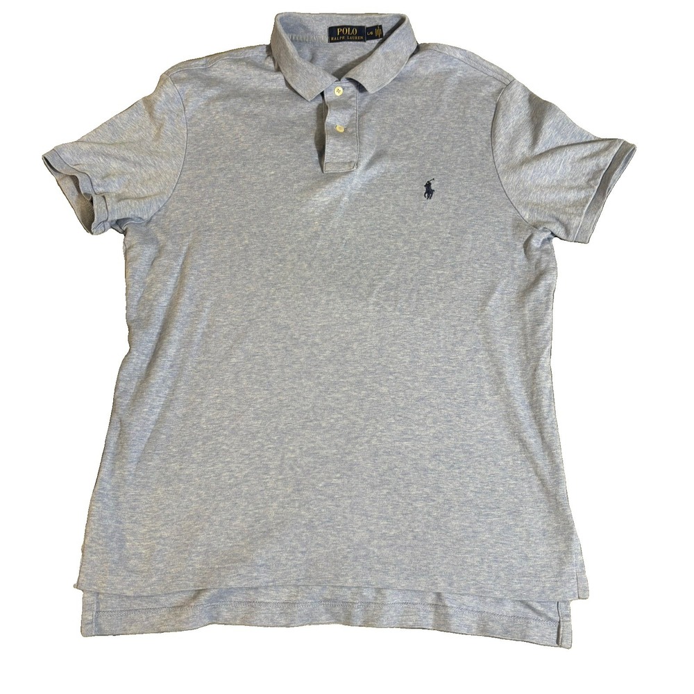 Polo Ralph Lauren Mens Large Light Blue Short Sleeve Polo Shirt 100% Cotton